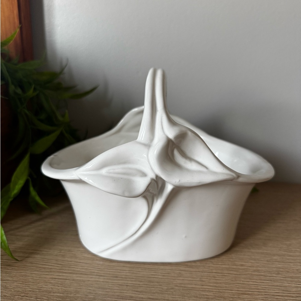 White Ceramic Decorative Basket